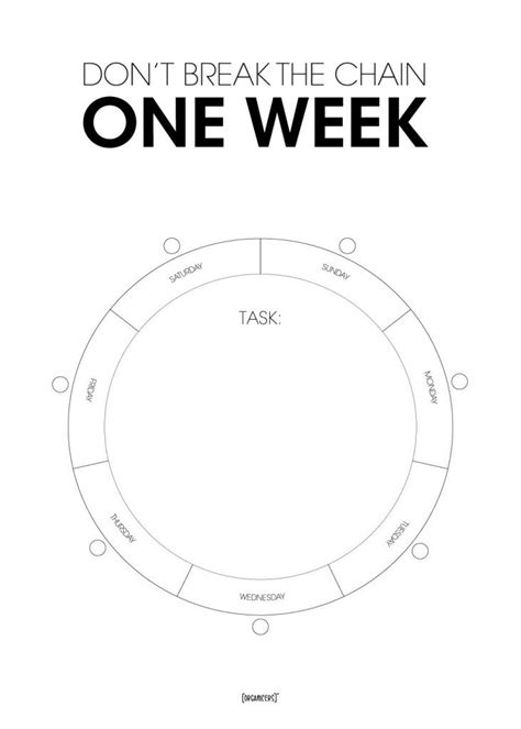 One week – Don’t break the chain wheel – Habit making poster – Organicers organize nicer with ...