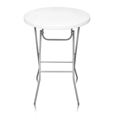 Byliable 32In Round High Top Folding Table, Bar Height White Table, Indoor Outdoor Plastic ...
