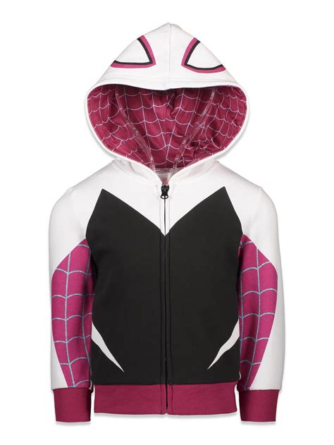 Marvel Spider-Verse Spider-Gwen Ghost Spider Fleece Zip-Up Hoodie ...