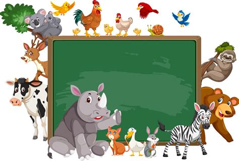 Empty blackboard with various wild animals 3188612 Vector Art at Vecteezy