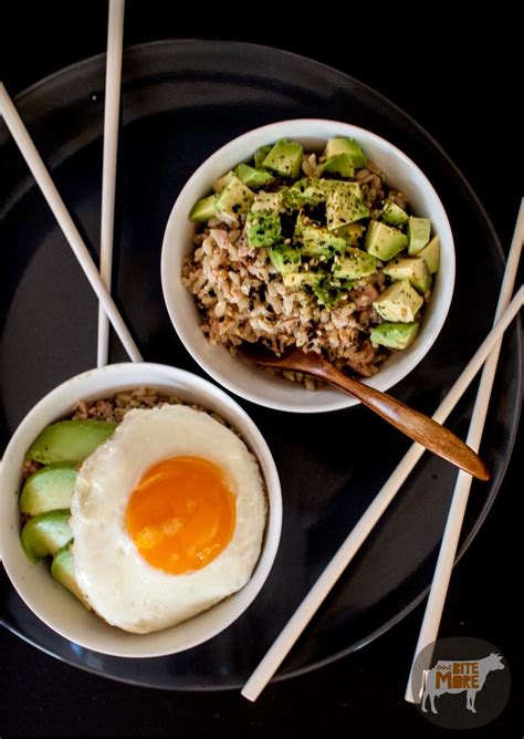 Tuna with Avocado Brown Rice Bowl - onebitemore | Recipe | Tuna avocado ...