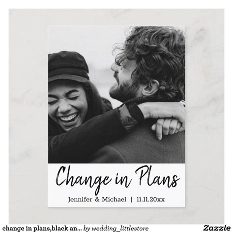 change in plans,black and white photo ,custom announcement postcard | Zazzle | Wedding ...