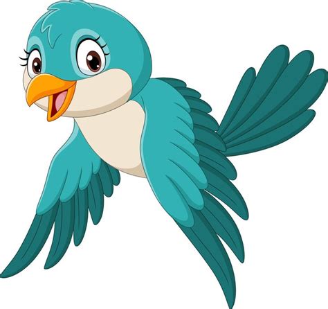 Download Cartoon funny bird flying isolated on white background for free | Dibujos de animales ...