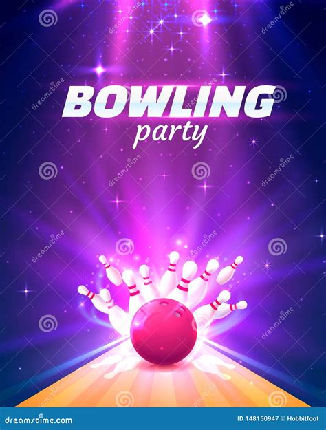 Bowling Club Poster with the Bright Background. Stock Vector - Illustration of speed, lane ...