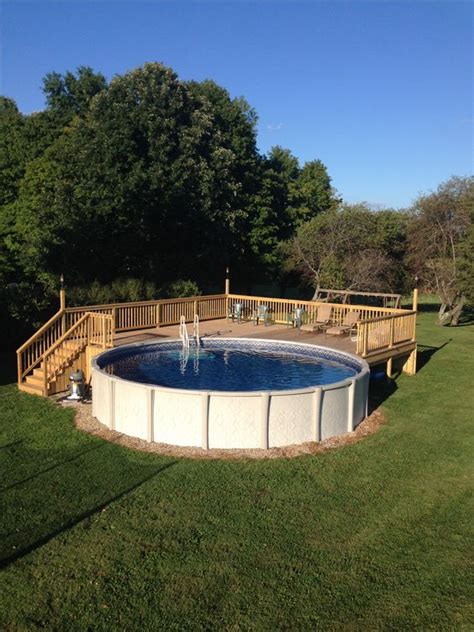 Above ground pool deck for 24 ft round pool. Deck is 28x28. | Pool | Pinterest | Decks, Ground ...