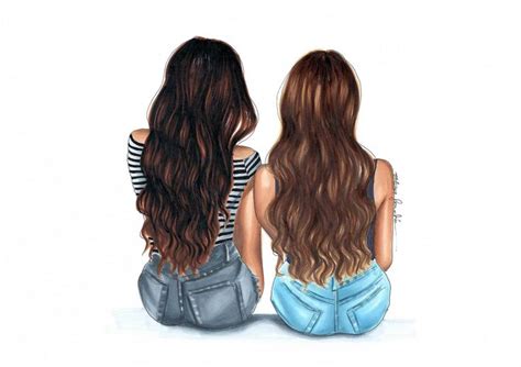 two girls sitting back to back with long hair