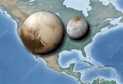 Pluto and Charon Compared to Earth - Stock Image - C028/4857 - Science ...