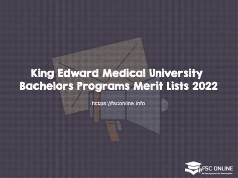 King Edward Medical University Bachelors Programs Merit Lists 2022