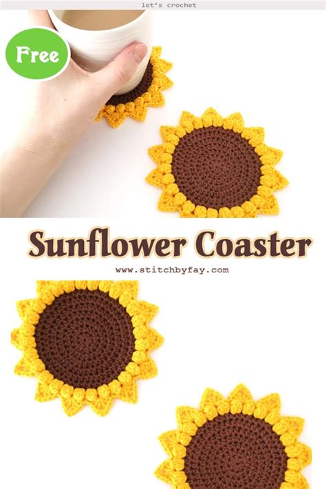 Sunflower Coaster Crochet Free Pattern