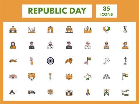 Colorful Set Of Republic Day Festival Flat Icon. 24482197 Vector Art at Vecteezy