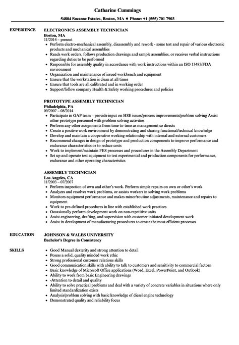 Assembly Technician Resume