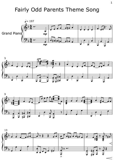 Fairly Odd Parents Theme Song - Sheet music for Piano