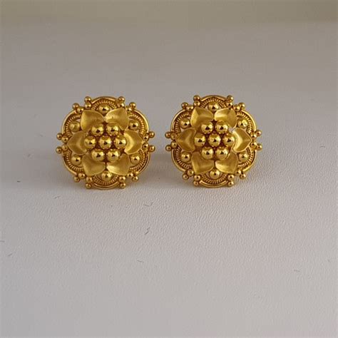 Plain Gold Earrings (3.400 Grams)/ Gold Ear Tops | Mohan Jewellery