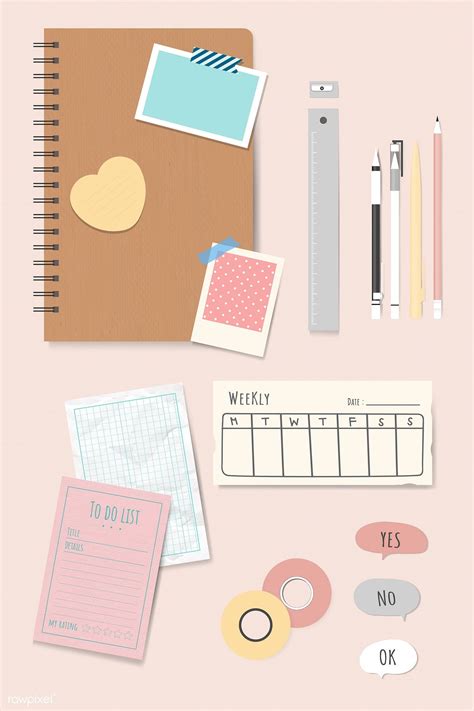 Colorful staionery planner set vector | premium image by rawpixel.com ...