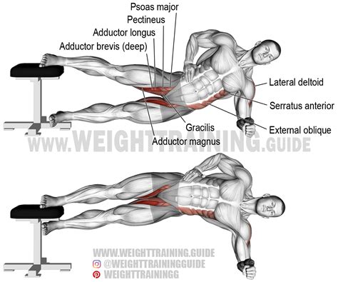 Side plank hip adduction exercise instructions and video | Bodyweight ...