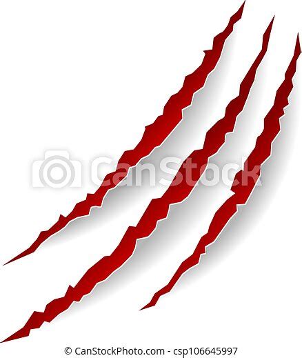 Realistic scratches. red claw marks. beast cut isolated on white background. | CanStock