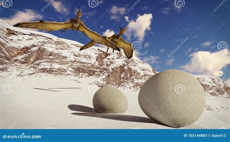 Egg and Pterodactyl 3d Rendering Stock Illustration - Illustration of ...