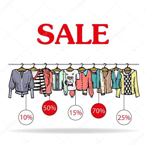 Vector illustration with sale of women's clothing — Stock Vector ...