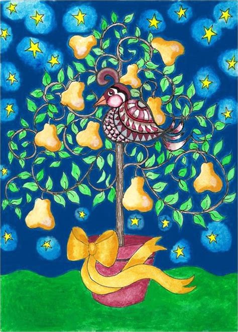 Partridge in a Pear Tree Art Trading Card ACEO ATC Watercolor Pen & Ink ...