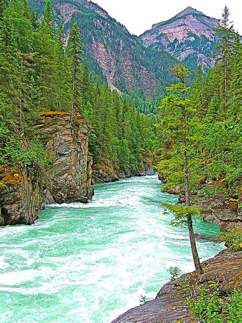 Fraser River beyond Overlander Falls along Yellowhead Highway, British Columbia, Canada ...