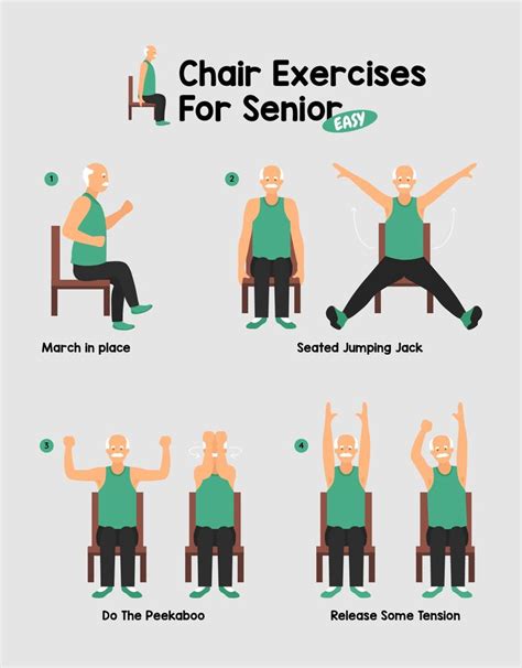 a poster showing how to do chair exercises for seniors