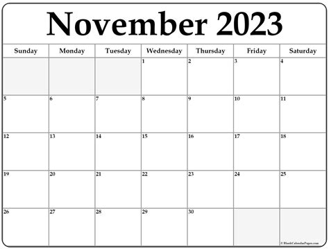 Blank November 2023 Calendar Printable Pdf - IMAGESEE