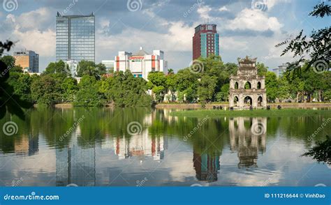 Turtle Tower Thap Rua in Hoan Kiem Lake Sword Lake, Ho Guom in Hanoi, Vietnam. Stock Photo ...