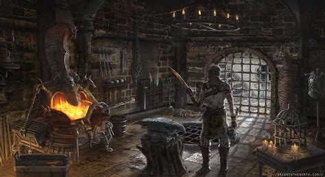 Dark Fantasy Blacksmith | Fantasy art landscapes, Fantasy landscape ...