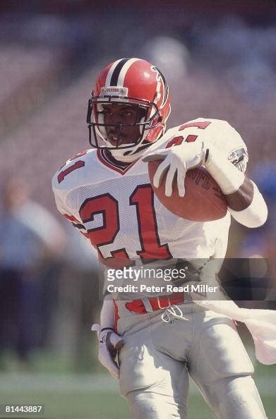 Closeup of Atlanta Falcons Deion Sanders in action vs Los Angeles ...