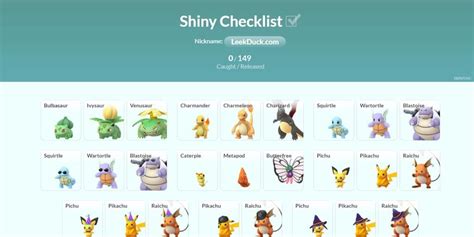 Shiny Checklist - Leek Duck | Pokémon GO News and Resources