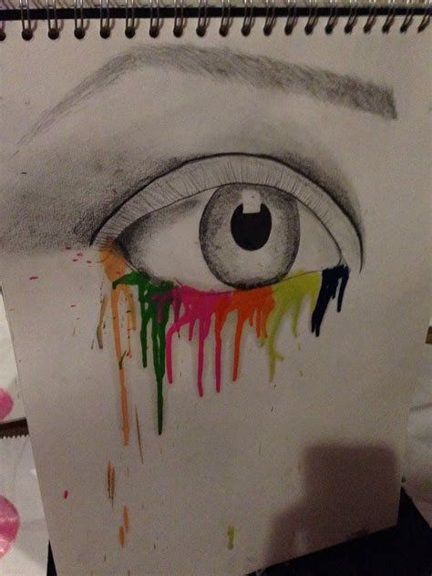 Eye sketch, bright colours, wax crayons melted | Wax crayons, Melting crayons, Eye sketch