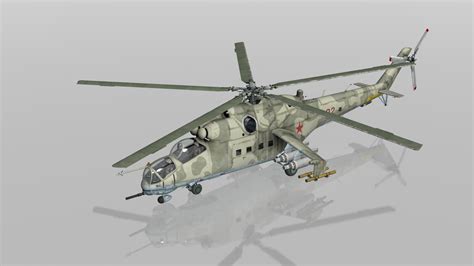 Mi24 Hind Russian Helicopter Gunship 3D Model Game ready .max .obj .3ds ...