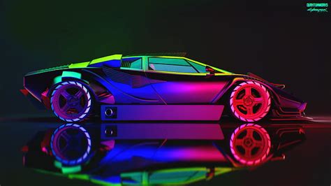 HD wallpaper: Auto, Lamborghini, Neon, Machine, Car, Art, Countach, Rendering | Wallpaper Flare