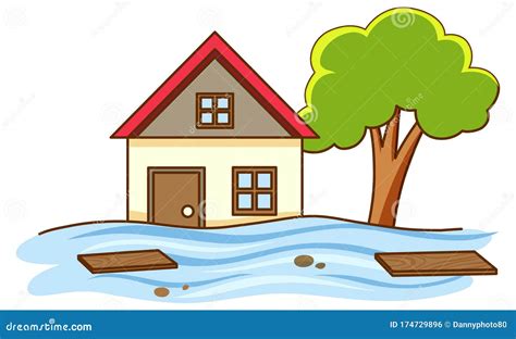 Flooding Of Planet Earth. World In Water. Land Under Water. Cartoon Vector | CartoonDealer.com ...