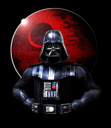 Darth Vader and Death Star Digital Art by Michael Greenaway