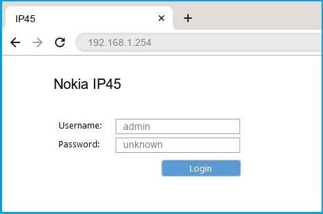 Nokia IP45 Router Login and Password
