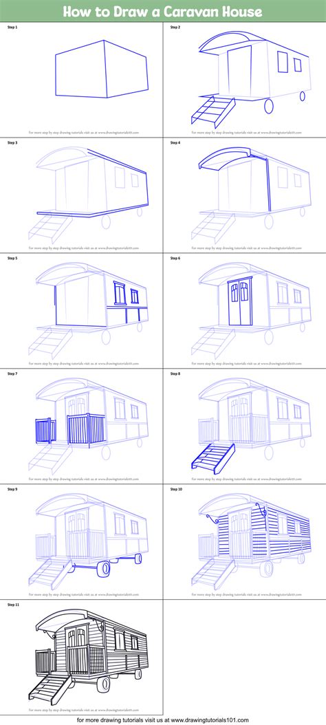 How to Draw a Caravan House printable step by step drawing sheet : DrawingTutorials101.com