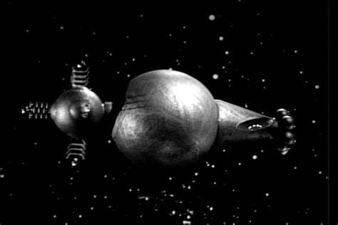 Jupiter 2 circles the alien ship from Lost in Space episode 'The ...