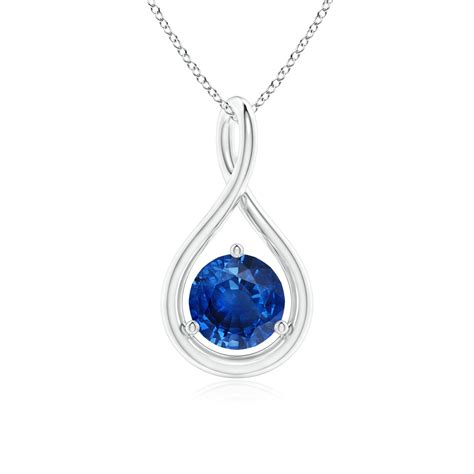 Solitaire Round Sapphire Infinity Twist Pendant