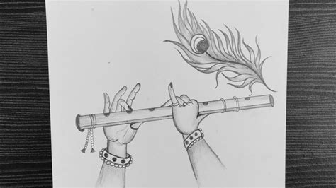 Krishna Flute Drawing Easy // Krishna Janmashtami Pencil Drawing // How ...