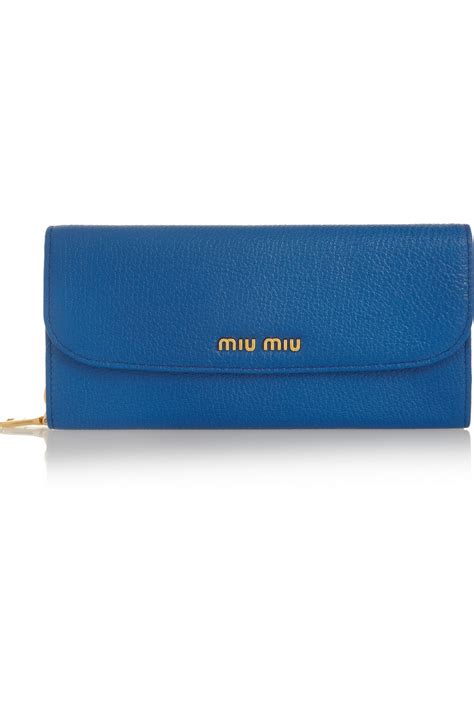 Miu Miu Leather Wallet in Blue | Lyst