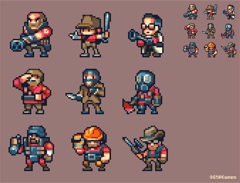 Team Fortress 2 by AlbertoV | Pixel art games, Pixel art characters, Pixel art design