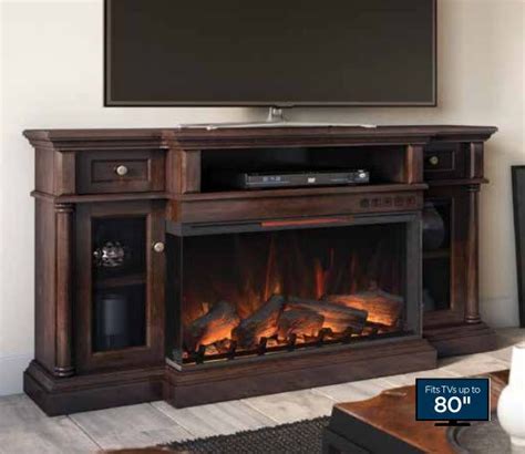 68" Cherry Hill Espresso TV Stand Infrared Electric Fireplace ...