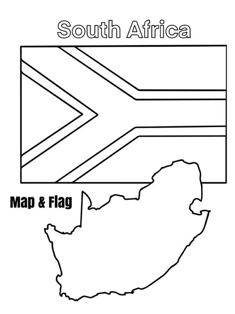 South Africa Flag and Map Coloring Page - Free Printable Coloring Pages for Kids