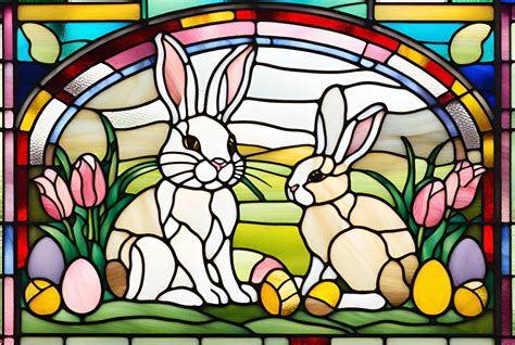 Easter Bunnies Stained Glass Free Stock Photo - Public Domain Pictures