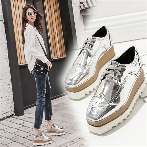 Oxfords Shoes For Women Platform Lace Up Star Creepers Women's Oxfords ...