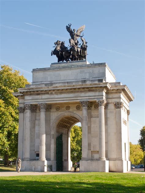 Wellington Arch, also known as Constitution Arch or the Green Park Arch, is a triumphal arch ...