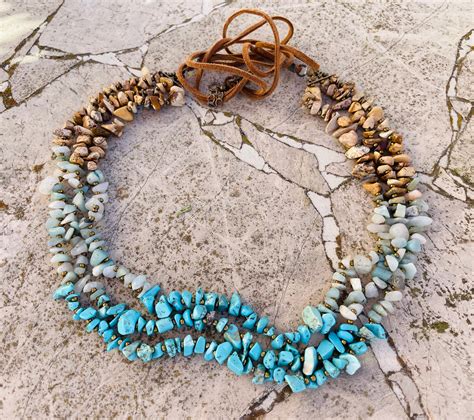 Artisan Handmade Multi Color Turquoise Brown Stone Long | Etsy