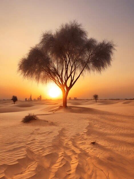 Premium AI Image | Sunset in the desert Sunset in the desert in Dubai UAE