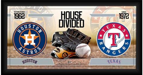 Fanatics Houston Astros vs. Texas Rangers Framed House Divided Baseball ...